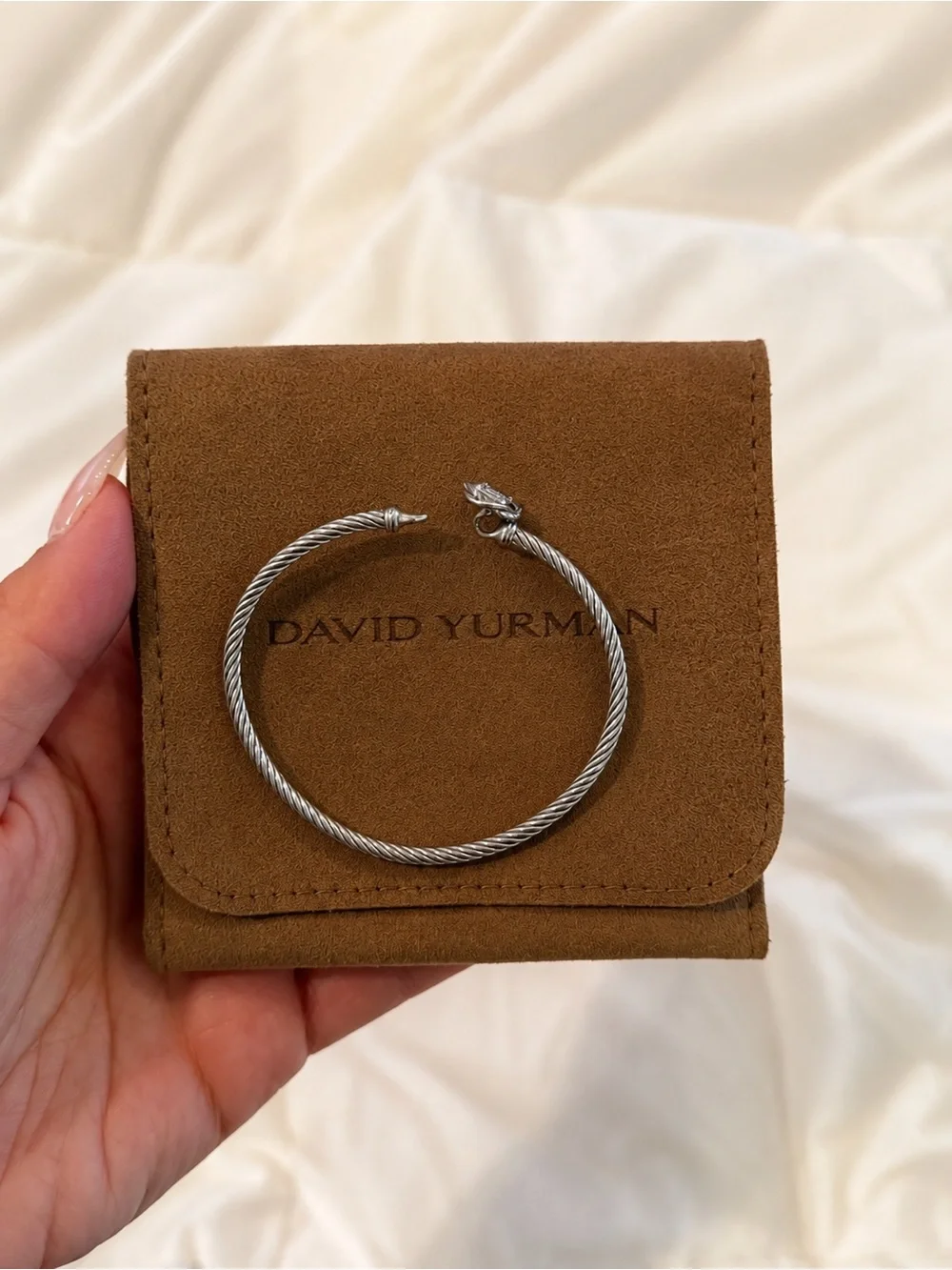 David Yurman Sterling Diamond Cable Hoop Bracelet - Silver